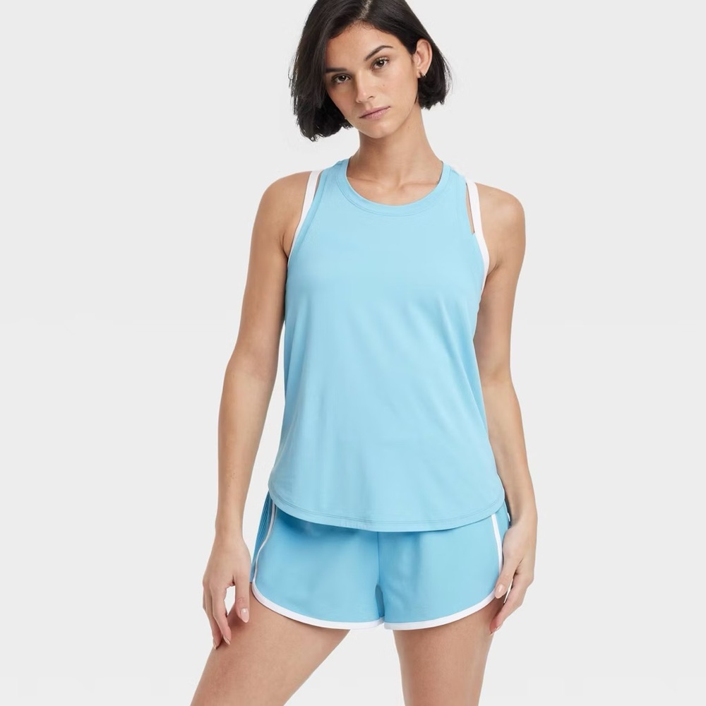 Women's Mesh Back Racerback Tank Top - Blue - Picture 3 of 4